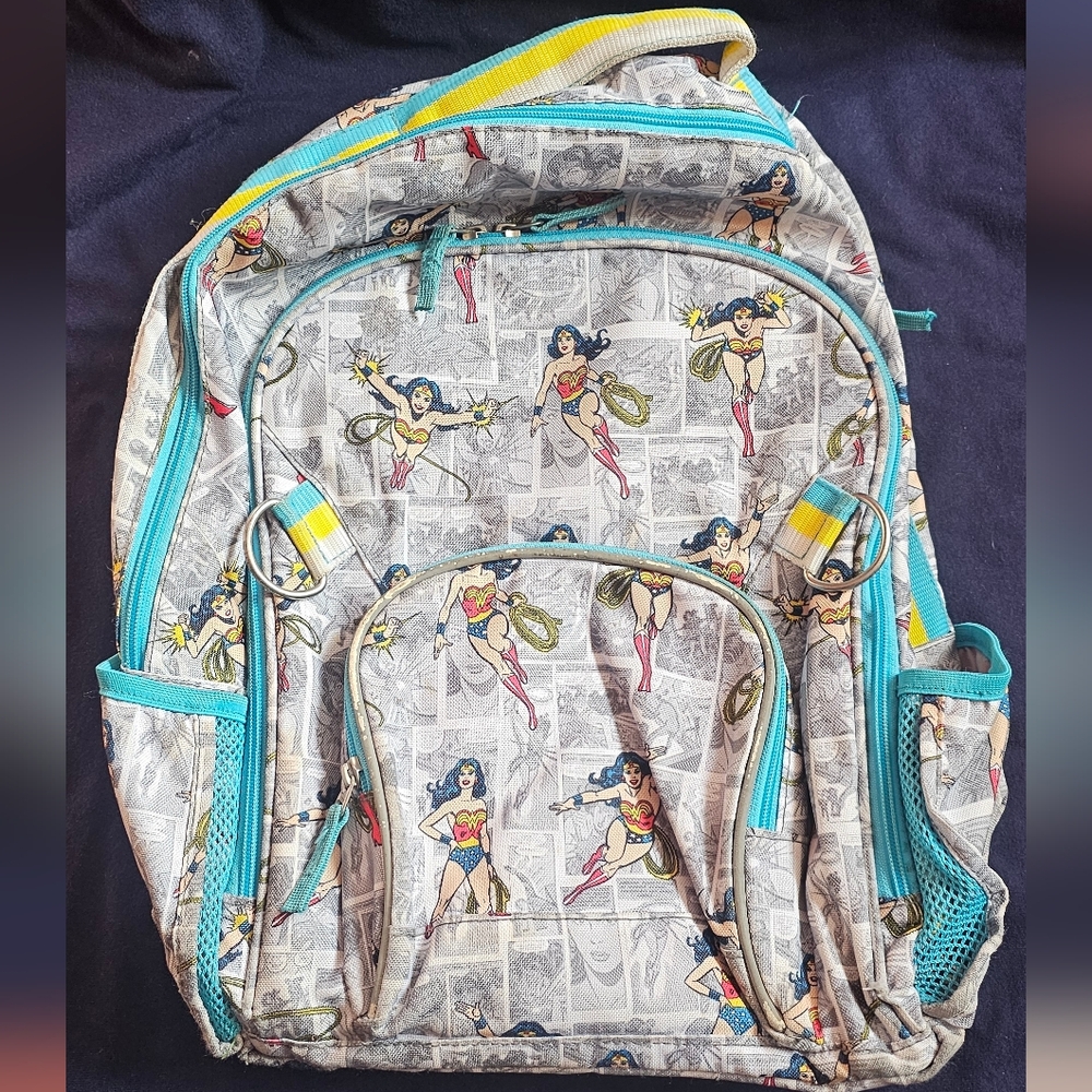 Pottery Barn Kids Blue and Gray Backpack Wonder Woman